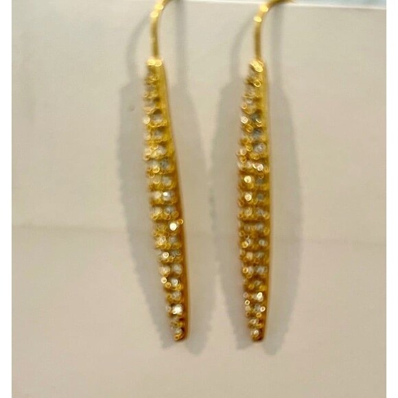 Gold long leave earrings - Picture 1 of 2
